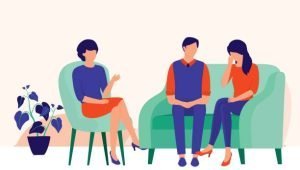 Sad Woman Cried During A Therapy Session. Sad Woman Cried During A Therapy Session.